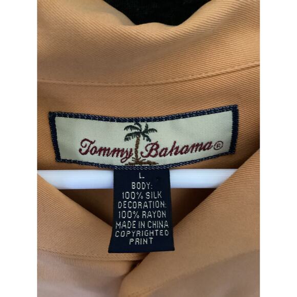 Tommy Bahama Yellow Silk Button Up Vintage Bowling Camp Shirt Large Pocket - Picture 6 of 6